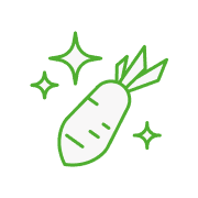 깨끗하게 선별된 무 사용